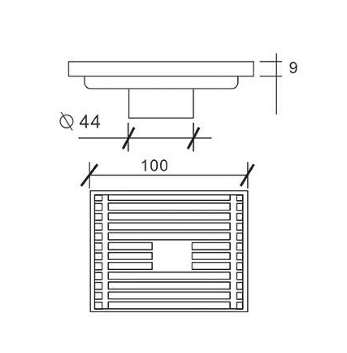 F8102 Floor Drain, Contemporary 4 inches Square, with Removable Strainer