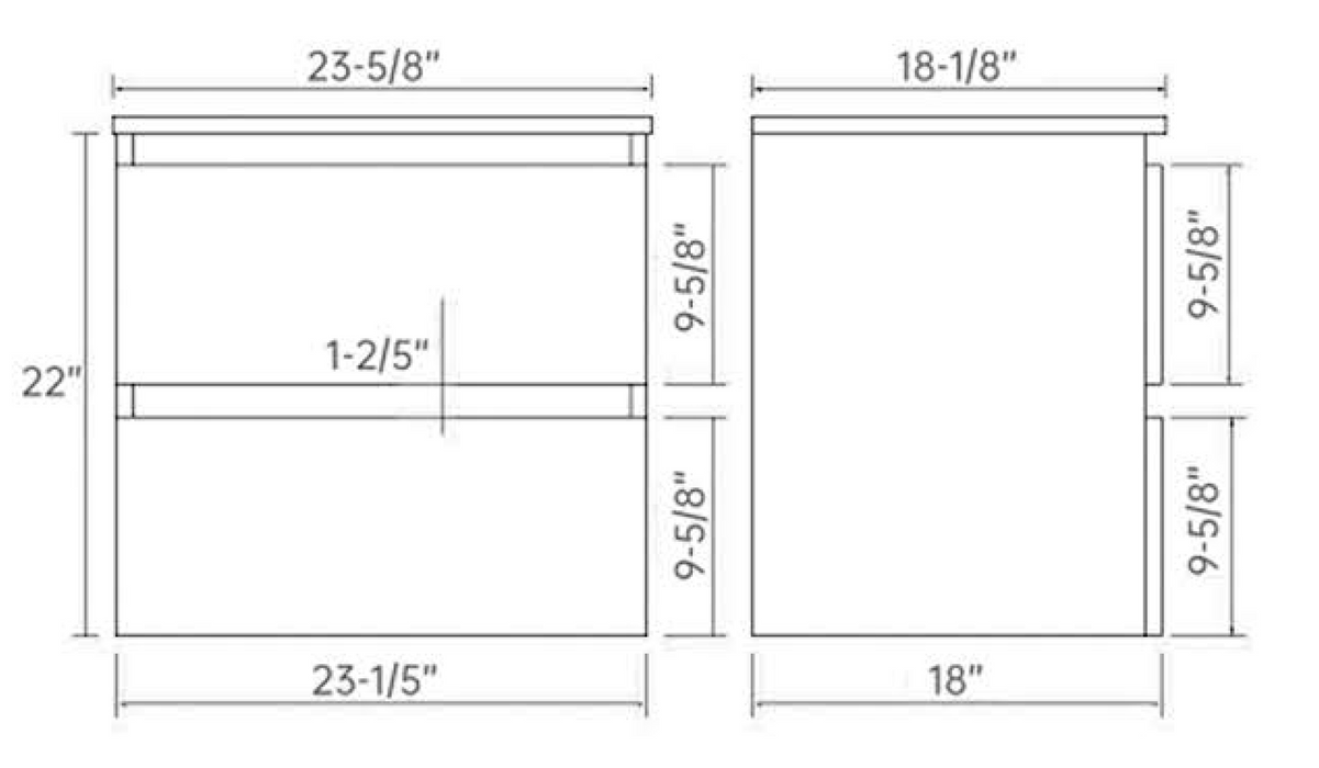 OAK-24-WH Bathroom Vanity With Ceramic Top