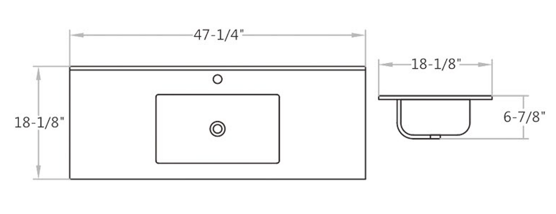 CT4818 Pattern Grey China Rectangular Vessel Bathroom Sink with Overflow