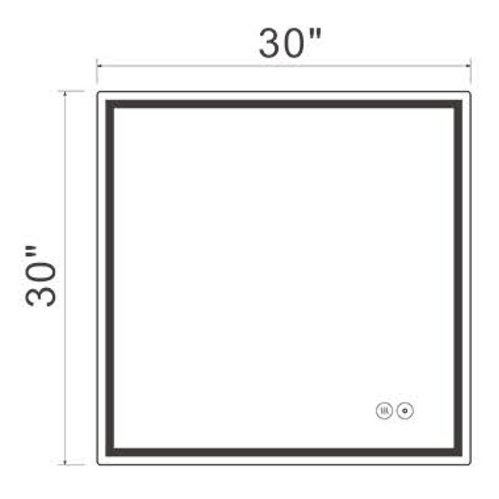 AT3030 LED Backlit Mirror ON/OFF+3CCT+Anti-Fog 30‘’*30‘’