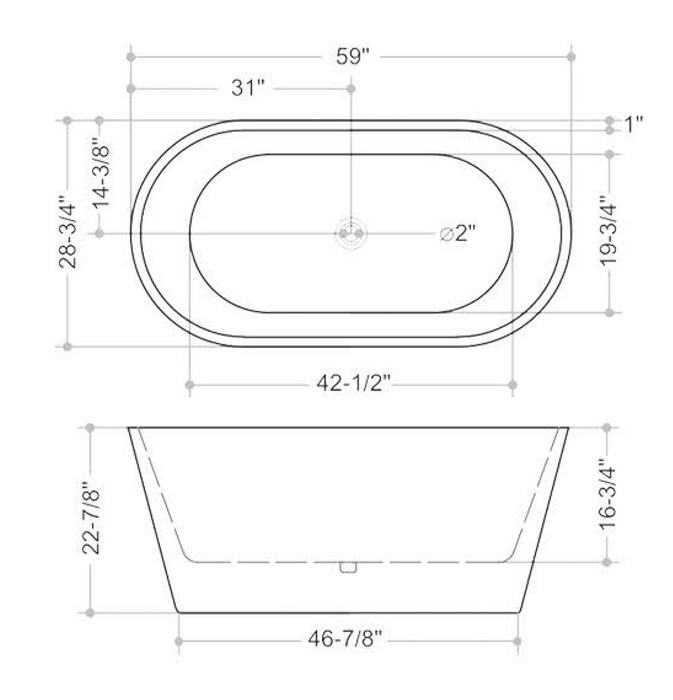 KBT-3 Freestanding Soaking Bathtub Acrylic