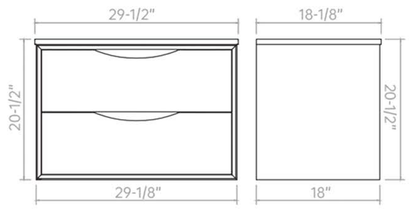 PH30GW Single Bathroom Vanity with Ceramic Top 29-1/8''*18''*19-5/8''