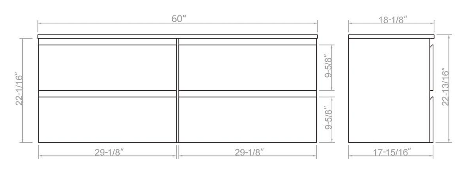 UMV-NW60 PVC Floating Bathroom Vanity With Stone Top 60‘’*18‘’*22‘’