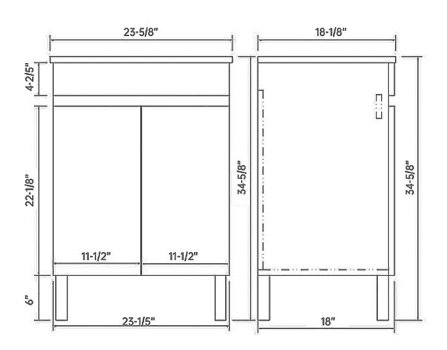 OAK-24-LG Bathroom Vanity With Ceramic Top