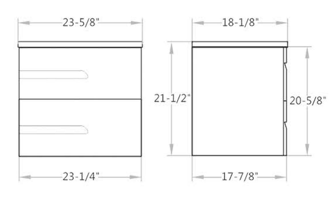 PG-WH24-GW PVC Floating Bathroom Vanity With Ceramic Top 23-5/8''*18-1/8''*21-1/2''