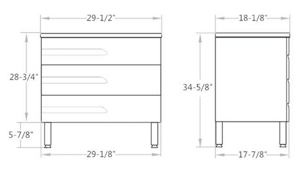 PG-LG30-GW PVC Bathroom Vanity With Ceramic Top 29-1/2''*18-1/8''*34-5/8''