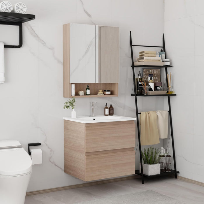 30 Inch Natural Wood Wall-mount PVC Vanity with Ceramc Top 29*18*22 UMV-NW30